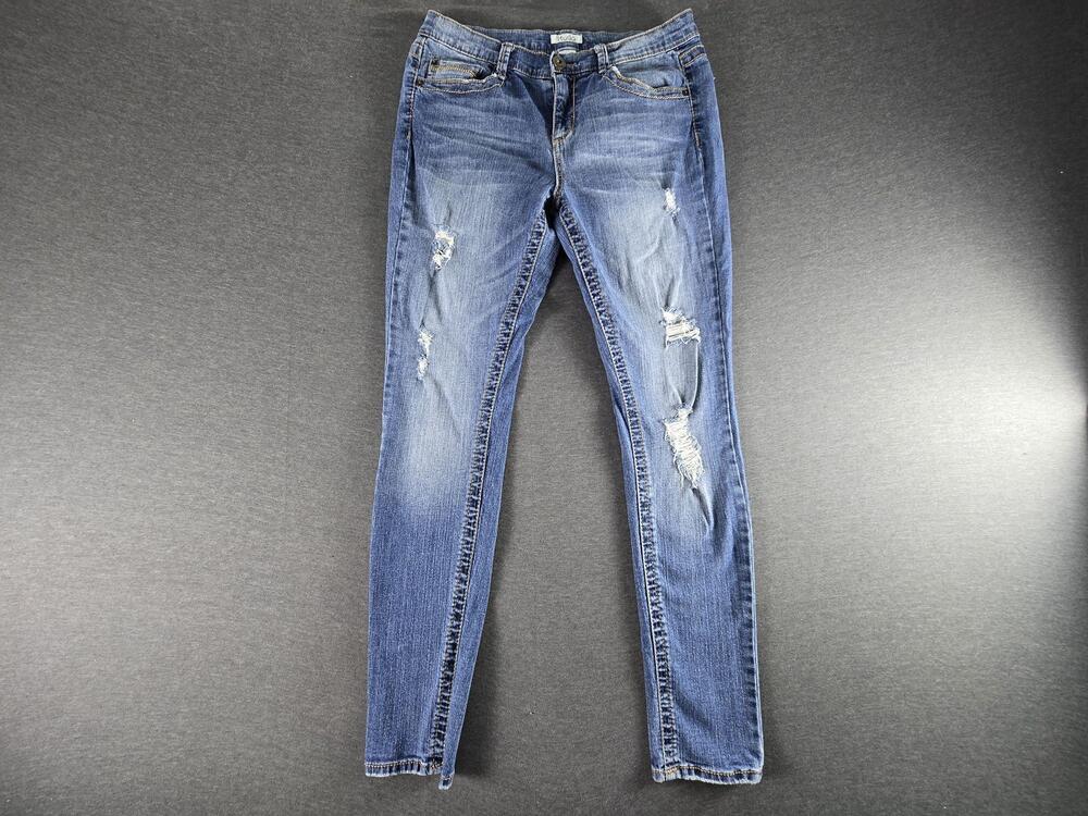 Mudd Jeans Teens 13 Medium Wash Blue Distressed Skinny Denim Slim bFit Pants